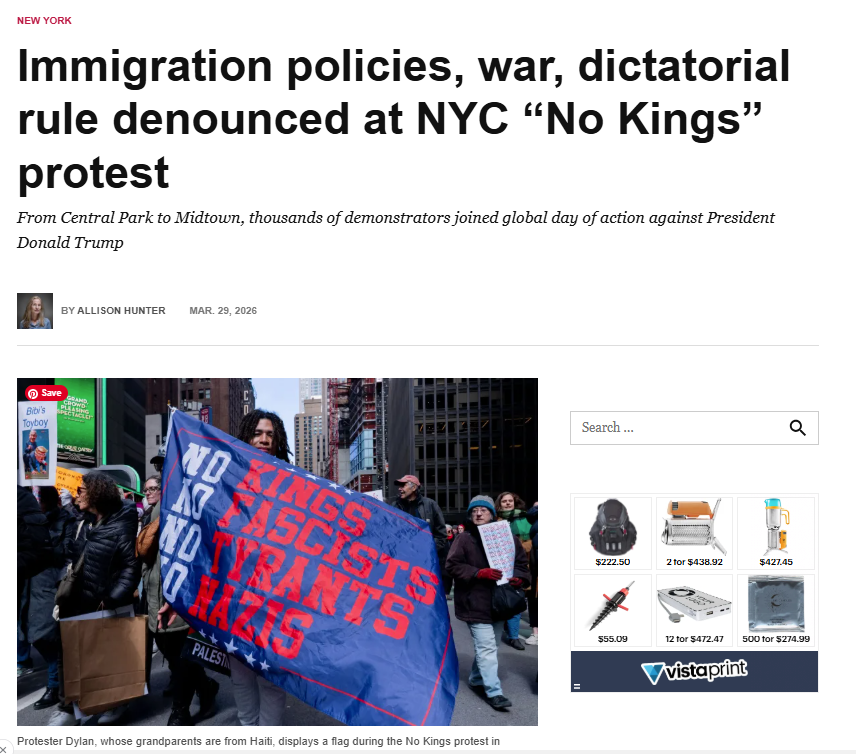 Screenshot of Haitian Times article: No Kings Protest