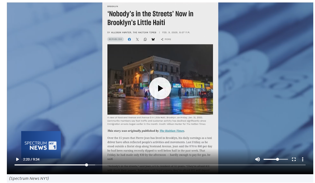 Screenshot of Spectrum News NY1 Sharing THE CITY's publishing my story